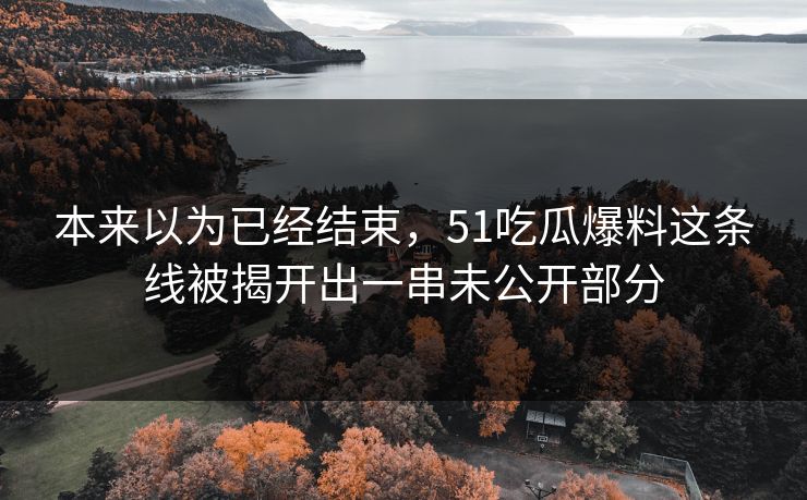 本来以为已经结束，51吃瓜爆料这条线被揭开出一串未公开部分