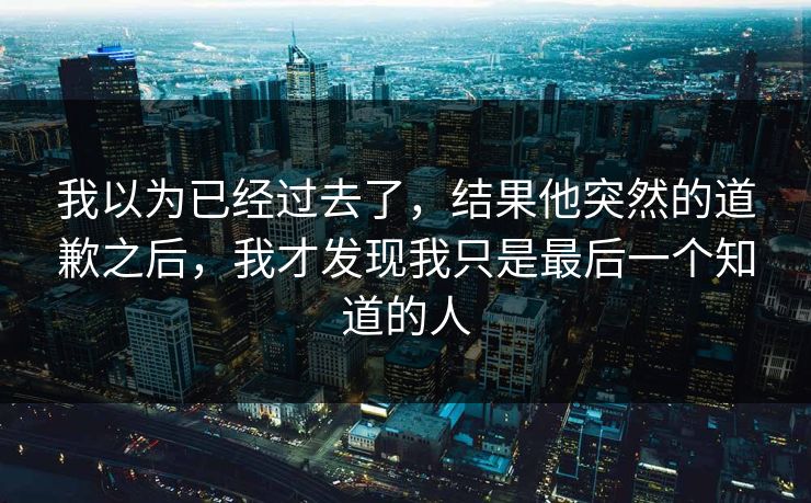 我以为已经过去了，结果他突然的道歉之后，我才发现我只是最后一个知道的人