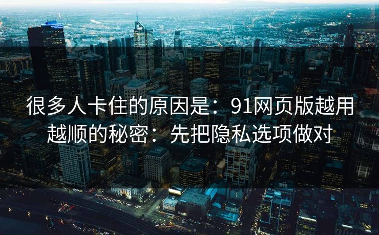 很多人卡住的原因是：91网页版越用越顺的秘密：先把隐私选项做对